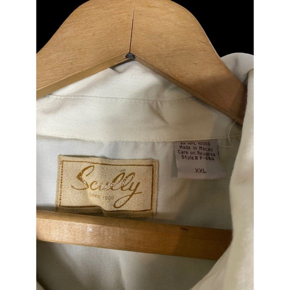 Scully 2XL Shirt White Brown Heavily Embroidered Rodeo Western Pearl Snap Mens - Picture 7 of 7